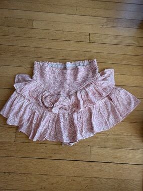 Smocked Ruffle Mini Skirt in Light Pink